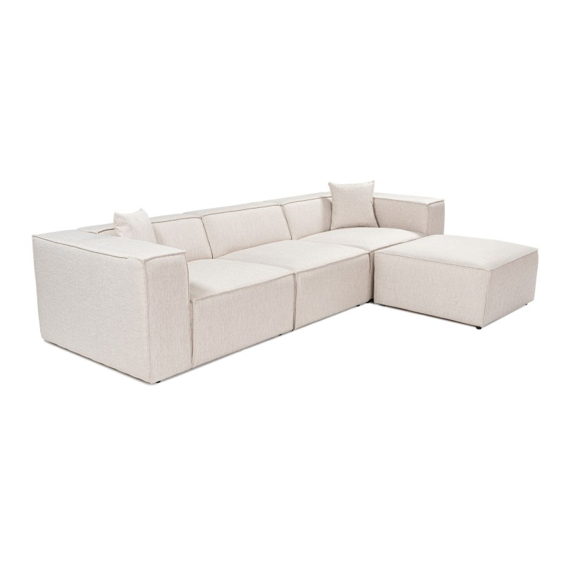 Corner Sofa Lora (L1-O1-1R-POUFFE ) - Light Brown Light Brown