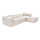 Corner Sofa Lora (L1-O1-1R-POUFFE ) - Light Brown Light Brown