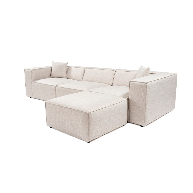 Corner Sofa Lora (L1-O1-1R-POUFFE ) - Light Brown Light Brown