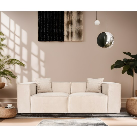 Διθέσιος Καναπές Lora - Χρώμα Cream - 220x180x65εκ Διθέσιος Καναπές Lora - Χρώμα Cream - 220x180x65εκ