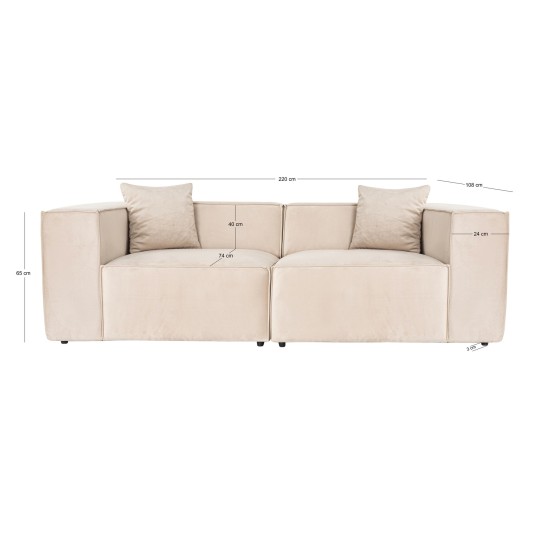 Διθέσιος Καναπές Lora - Χρώμα Cream - 220x180x65εκ Διθέσιος Καναπές Lora - Χρώμα Cream - 220x180x65εκ