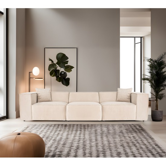Τριθέσιος Καναπές Lora - Χρώμα Cream - 303x108x65εκ Τριθέσιος Καναπές Lora - Χρώμα Cream - 303x108x65εκ
