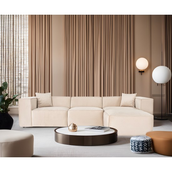 Corner Sofa Lora (L1-O1-1R-POUFFE ) - Cream Cream Corner Sofa Lora (L1-O1-1R-POUFFE ) - Cream Cream