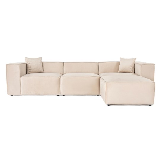 Corner Sofa Lora (L1-O1-1R-POUFFE ) - Cream Cream Corner Sofa Lora (L1-O1-1R-POUFFE ) - Cream Cream