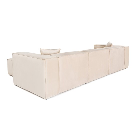 Corner Sofa Lora (L1-O1-1R-POUFFE ) - Cream Cream Corner Sofa Lora (L1-O1-1R-POUFFE ) - Cream Cream