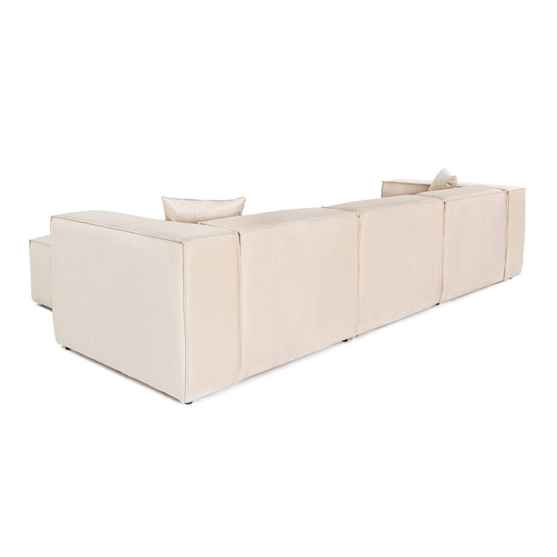 Corner Sofa Lora (L1-O1-1R-POUFFE ) - Cream Cream