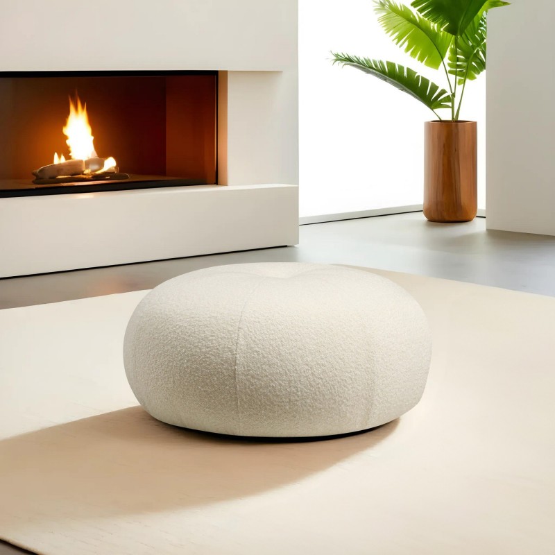 Atelier del Sofa Pouffe Tina - Bouclet White Bouclet White