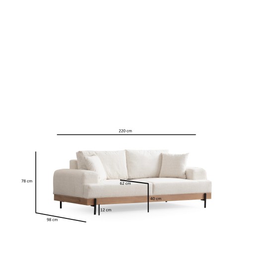 3-Seat Sofa Eti Oak 3 Seater - White White Atelier del Sofa 3-Seat Sofa Eti Oak 3 Seater - White White