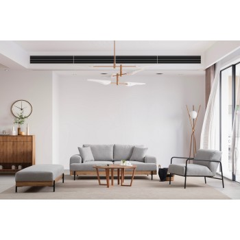 Τριθέσιος Καναπές από Ξύλο Οξιάς - Χρώμα Γκρι - 220x98x78εκ