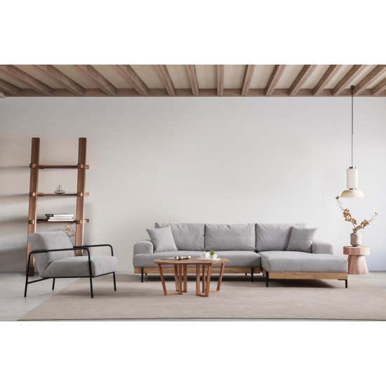 Corner Sofa Eti Oak Right - Grey Grey Corner Sofa Eti Oak Right - Grey Grey