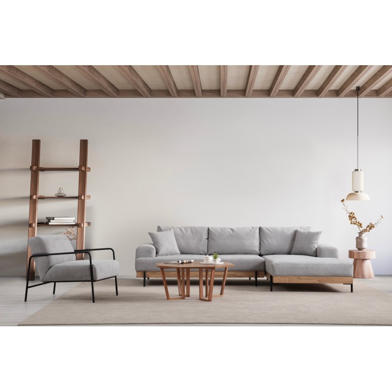 Corner Sofa Eti Oak Right - Grey Grey