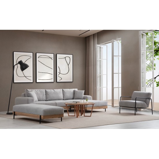 Corner Sofa Eti Oak Right - Grey Grey Corner Sofa Eti Oak Right - Grey Grey