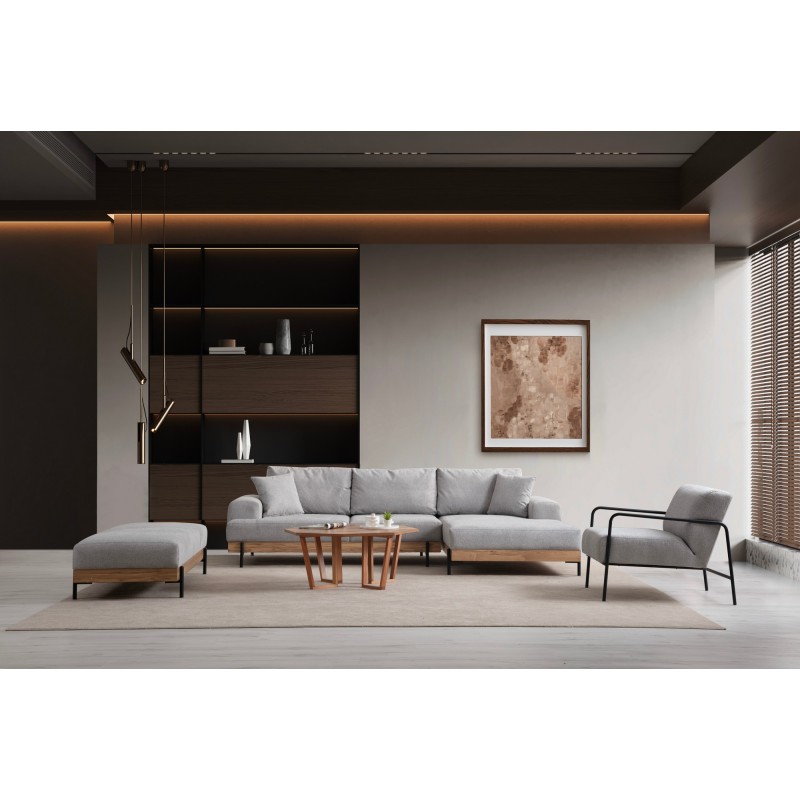 Corner Sofa Eti Oak Right - Grey Grey