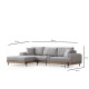 Corner Sofa Eti Oak Left - Grey Grey