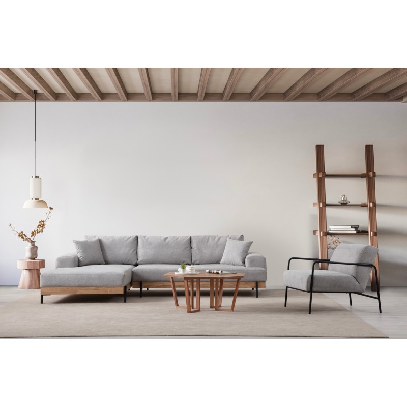 Corner Sofa Eti Oak Left - Grey Grey