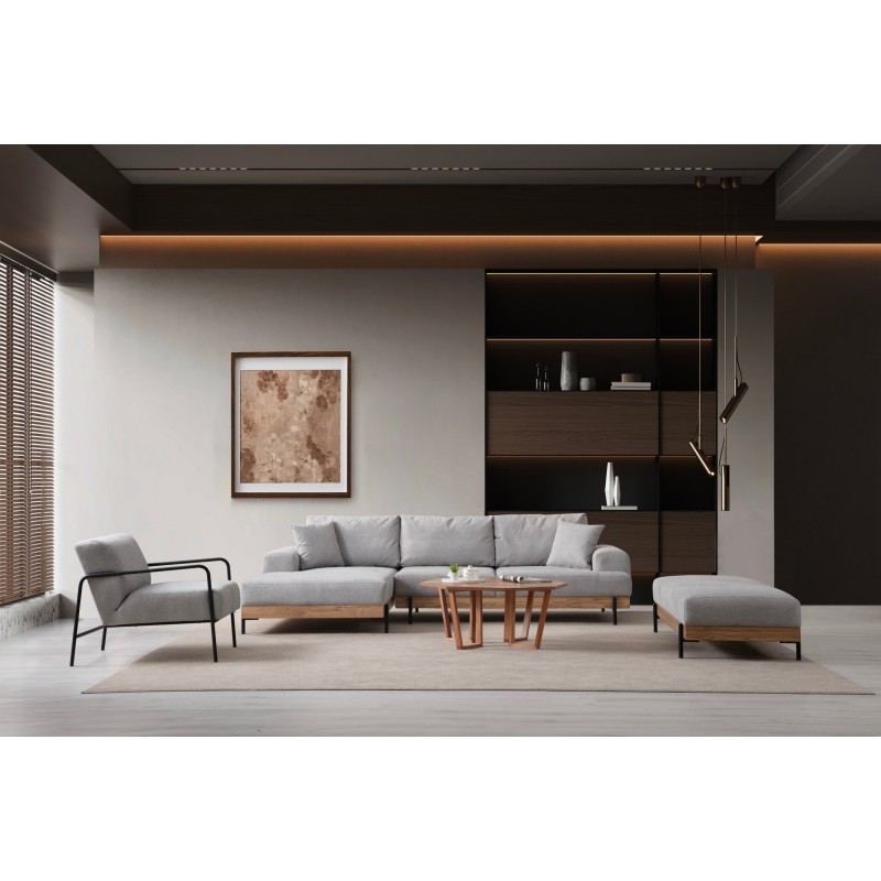 Corner Sofa Eti Oak Left - Grey Grey