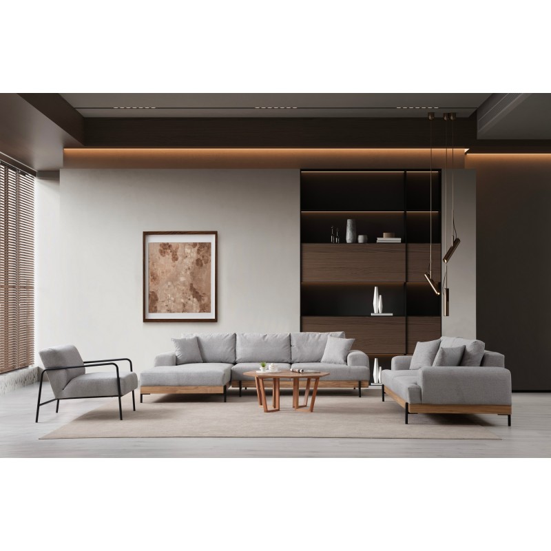 Corner Sofa Eti Oak Left - Grey Grey