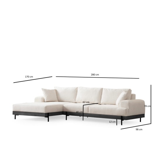 Corner Sofa Eti Black Left - White White Corner Sofa Eti Black Left - White White