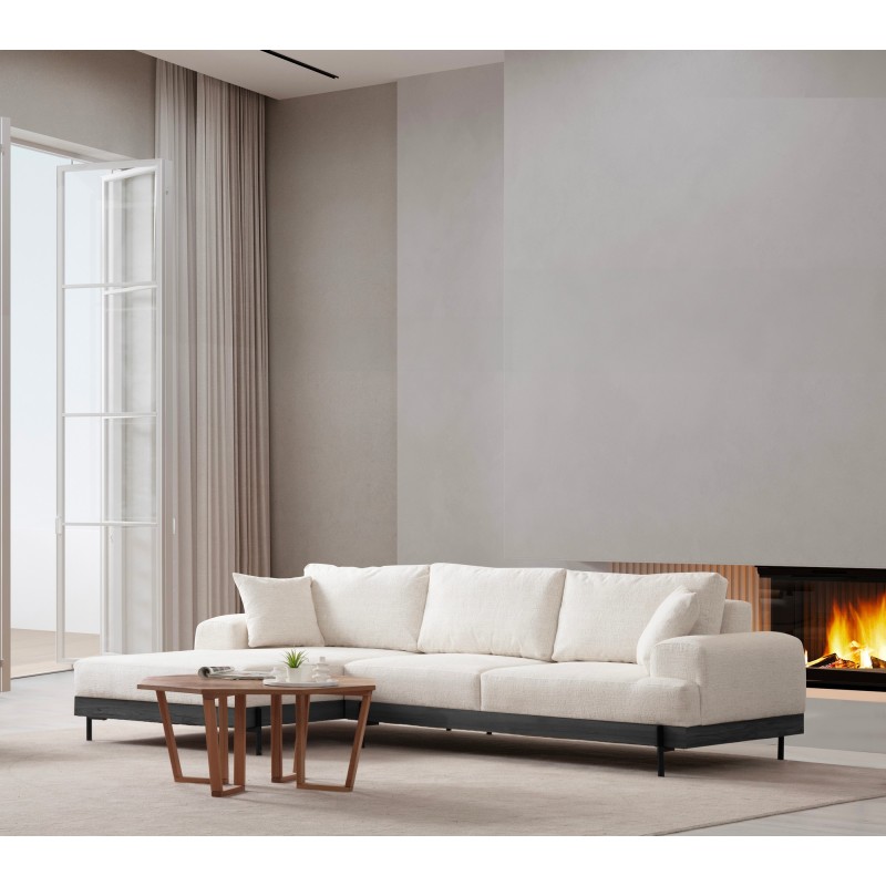 Corner Sofa Eti Black Left - White White