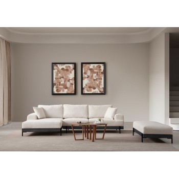 Corner Sofa Eti Black Left - White White
