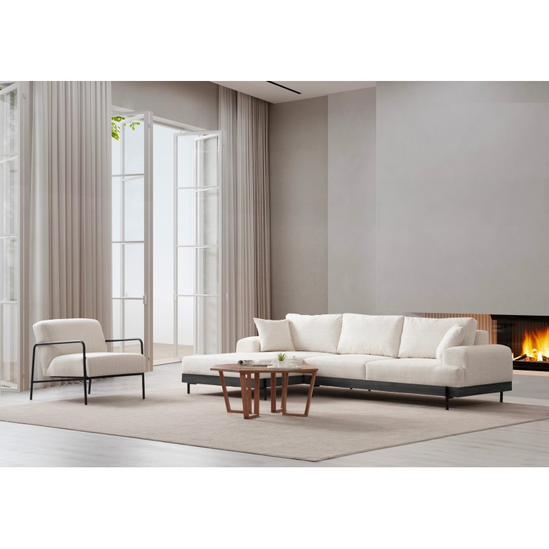 Corner Sofa Eti Black Left - White White
