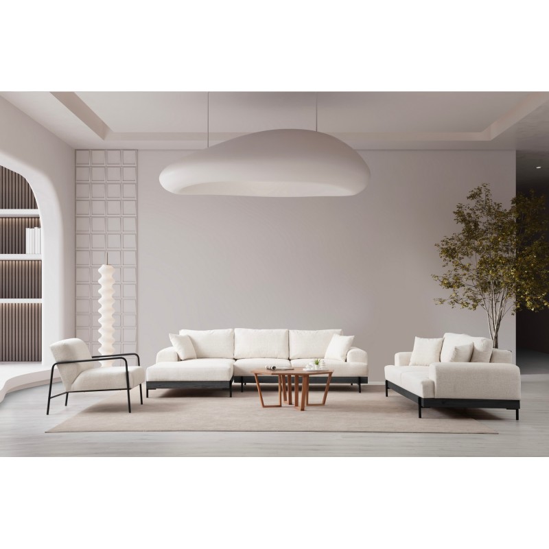 Corner Sofa Eti Black Left - White White