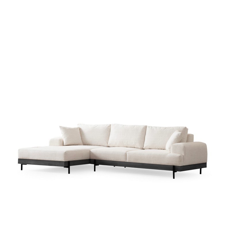 Corner Sofa Eti Black Left - White White