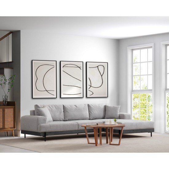 Corner Sofa Eti Black Right - Grey Grey
