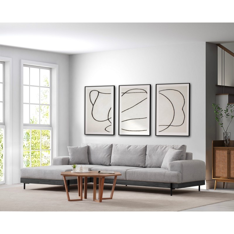 Corner Sofa Eti Black Left - Grey Grey