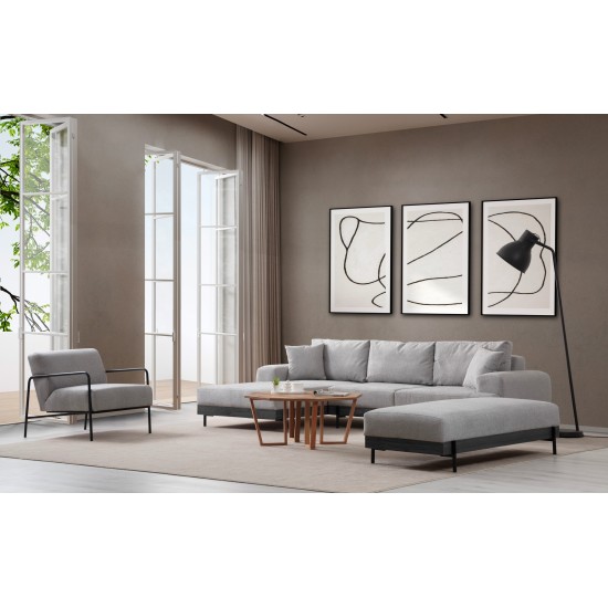 Corner Sofa Eti Black Left - Grey Grey Corner Sofa Eti Black Left - Grey Grey