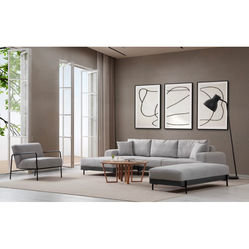 Corner Sofa Eti Black Left - Grey Grey