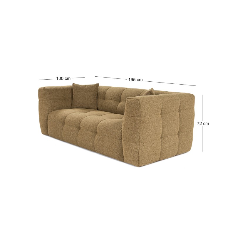 Διθέσιος Καναπές - Cady - Χρώμα Χακί - 195x100x72εκ