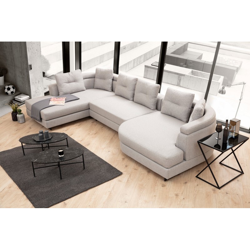 Γωνιακός Καναπές Αριστερή Γωνία - Padova - Χρώμα Light Grey - 385x200x70εκ