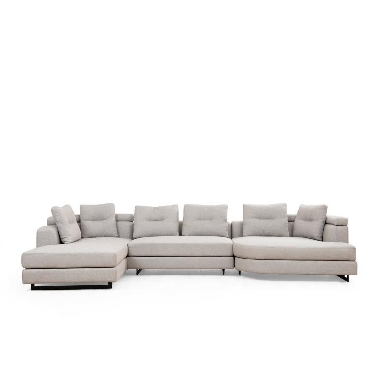 Γωνιακός Καναπές Αριστερή Γωνία - Padova - Χρώμα Light Grey - 385x200x70εκ