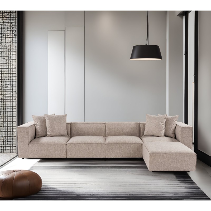 Atelier del Sofa Corner Sofa Sora (L1-O1-O1-1R-POUFFE ) - Sand Beige Sand Beige