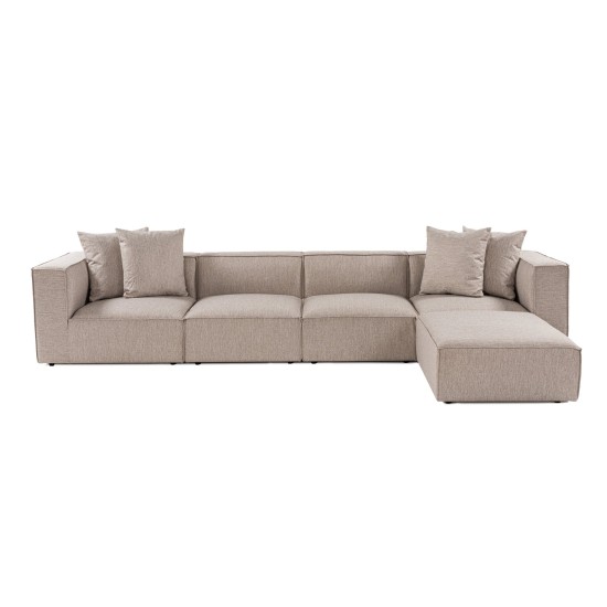 Corner Sofa Sora (L1-O1-O1-1R-POUFFE ) - Sand Beige Sand Beige Atelier del Sofa Corner Sofa Sora (L1-O1-O1-1R-POUFFE ) - Sand Beige Sand Beige