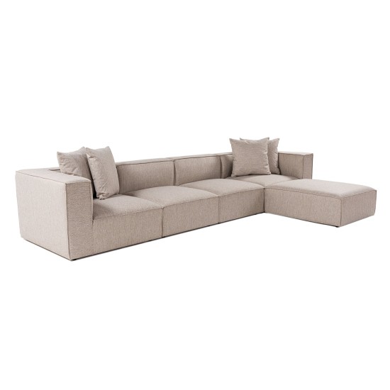 Corner Sofa Sora (L1-O1-O1-1R-POUFFE ) - Sand Beige Sand Beige Atelier del Sofa Corner Sofa Sora (L1-O1-O1-1R-POUFFE ) - Sand Beige Sand Beige