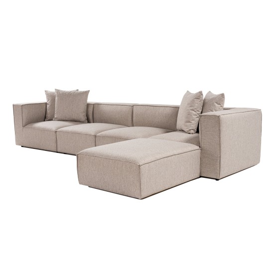 Corner Sofa Sora (L1-O1-O1-1R-POUFFE ) - Sand Beige Sand Beige Atelier del Sofa Corner Sofa Sora (L1-O1-O1-1R-POUFFE ) - Sand Beige Sand Beige