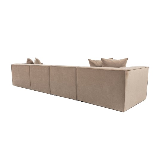 Atelier del Sofa Corner Sofa Sora (L1-O1-O1-1R-POUFFE ) - Cappuccino Cappuccino