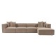 Atelier del Sofa Corner Sofa Sora (L1-O1-O1-1R-POUFFE ) - Cappuccino Cappuccino
