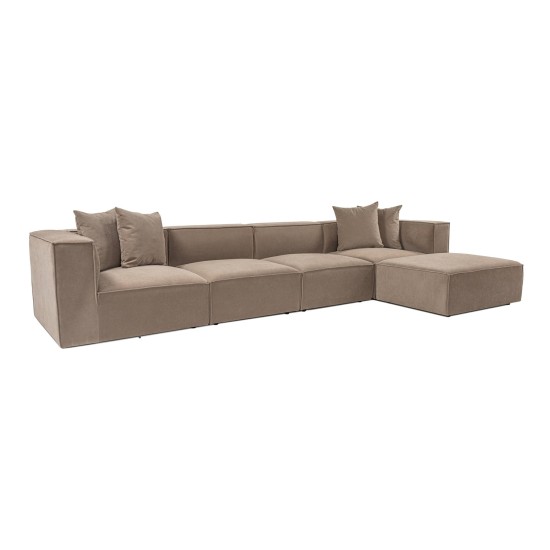 Atelier del Sofa Corner Sofa Sora (L1-O1-O1-1R-POUFFE ) - Cappuccino Cappuccino