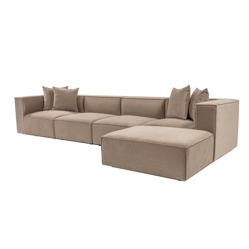 Atelier del Sofa Corner Sofa Sora (L1-O1-O1-1R-POUFFE ) - Cappuccino Cappuccino
