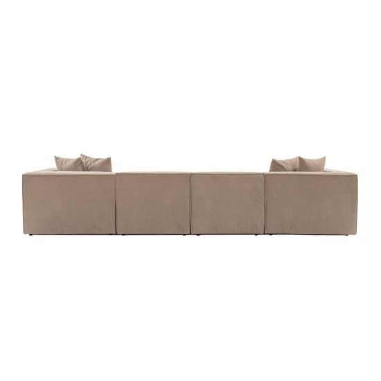 Atelier del Sofa Corner Sofa Sora (L1-O1-O1-1R-POUFFE ) - Cappuccino Cappuccino