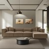 Γωνιακός Καναπές Sora (L1-O1-O1-1R-POUFFE ) - Χρώμα Καφέ - 430x102x75εκ - Δώρο το Πουφ