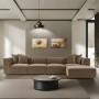 Γωνιακός Καναπές Sora (L1-O1-O1-1R-POUFFE ) - Χρώμα Καφέ - 430x102x75εκ - Δώρο το Πουφ