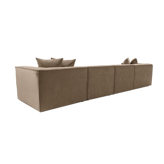 Γωνιακός Καναπές Sora (L1-O1-O1-1R-POUFFE ) - Χρώμα Καφέ - 430x102x75εκ - Δώρο το Πουφ