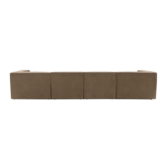 Γωνιακός Καναπές Sora (L1-O1-O1-1R-POUFFE ) - Χρώμα Καφέ - 430x102x75εκ - Δώρο το Πουφ