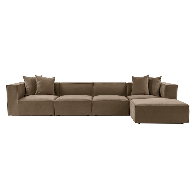 Γωνιακός Καναπές Sora (L1-O1-O1-1R-POUFFE ) - Χρώμα Καφέ - 430x102x75εκ - Δώρο το Πουφ