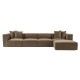 Γωνιακός Καναπές Sora (L1-O1-O1-1R-POUFFE ) - Χρώμα Καφέ - 430x102x75εκ - Δώρο το Πουφ