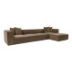 Γωνιακός Καναπές Sora (L1-O1-O1-1R-POUFFE ) - Χρώμα Καφέ - 430x102x75εκ - Δώρο το Πουφ